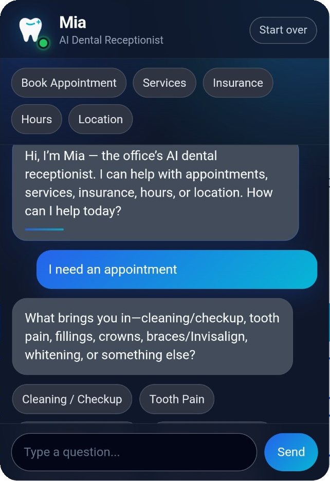 Mia AI Dental Receptionist